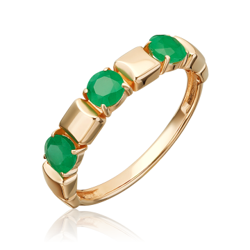 Damenring aus Rotgold 585° mit Smaragd syn. 