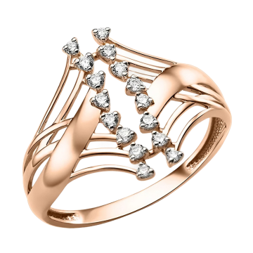 Damenring aus Rotgold 585° mit Zirkonia 