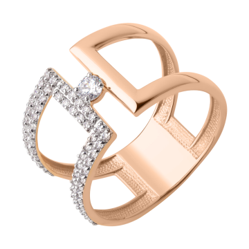 Damenring aus Rotgold 585° mit Zirkonia 