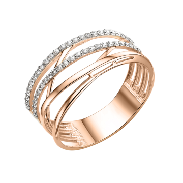 Damenring aus Rotgold 585° mit Zirkonia 