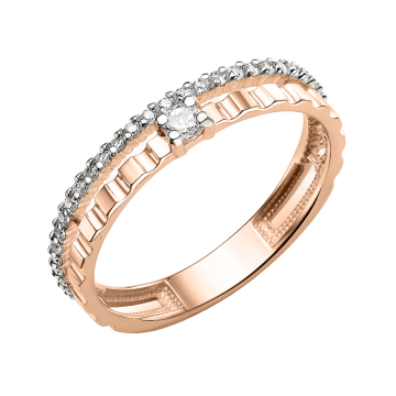 Damenring aus Rotgold 585° mit Zirkonia 