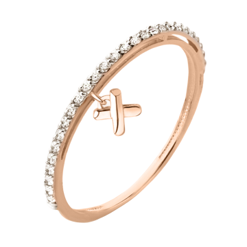 Damenring aus Rotgold 585° mit Zirkonia 