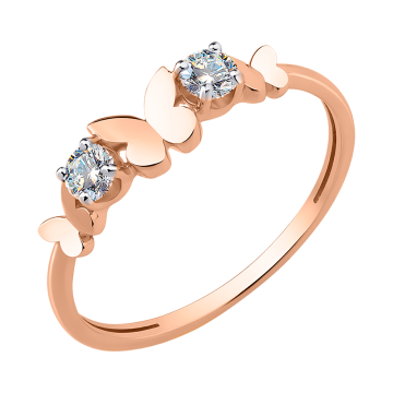 Damenring aus Rotgold 585° mit Zirkonia 