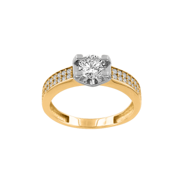 Damenring aus Rotgold 585° mit Zirkonia 