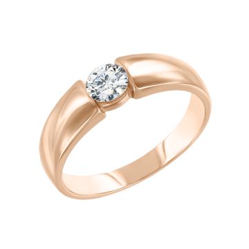 Lady´s ring in red gold of 585 assay value with zirconia 