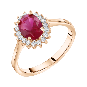 Damenring aus Rotgold 585° mit Zirkonia 