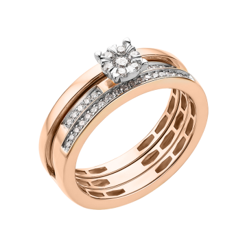 Damenring aus Rotgold 585° mit Brillanten 