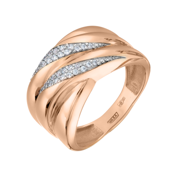 Damenring aus Rotgold 585° mit Zirkonia 