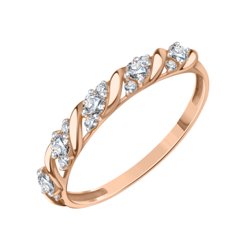 Damenring aus Rotgold 585° mit Zirkonia 