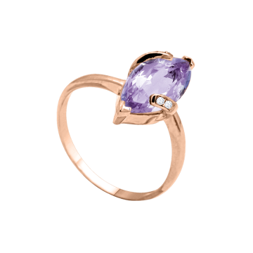 Rotgold 585° Damenring mit Amethyst, Zirkonia 