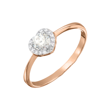 Damenring aus Rotgold 585° mit Zirkonia 