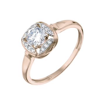 Lady´s ring in red gold of 585 assay value with zirconia 