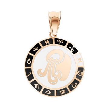 Pendant zodiac sign "Aquarius" in red gold 