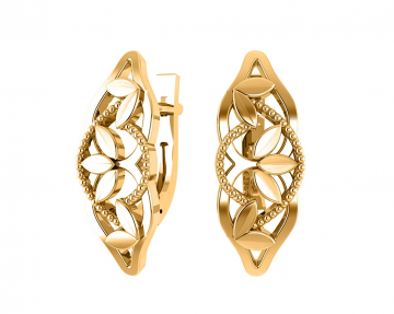 Earrings in red gold of 585 assay value 