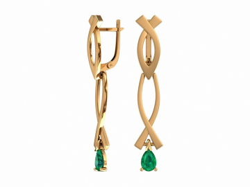 Earrings in red gold of 585 assay value with quartz 