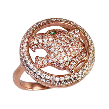 Vergoldete Damen-ring aus 925er Silber Rotgold-Beschichtung mit Zirkonia 17,0 mm