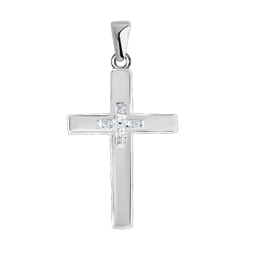 Kreuz Anhänger - 925er Sterling Silber mit Zirkonia 