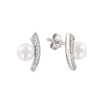 Silver earrings with pearl and zirconia 