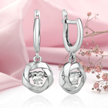 Silver earrings with dancing cubic zirconias 