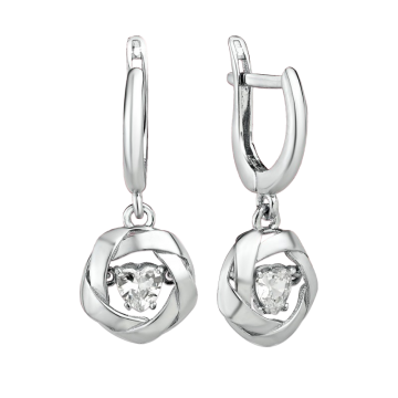 Silver earrings with dancing cubic zirconias 