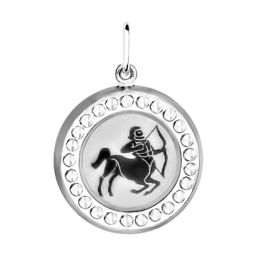 Silver zodiac sign "Sagittarius" with cubic zirconias 