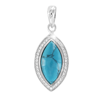 Silver pendant with cubic zirconia and turquoise 