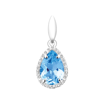 Silver pendant with cubic zirconia and blue topaz 