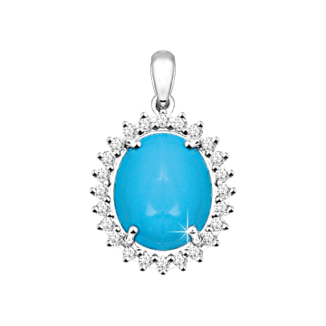 Silver pendant with cubic zirconia and turquoise HTS 