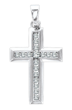 Silver cross with cubic zirconia 