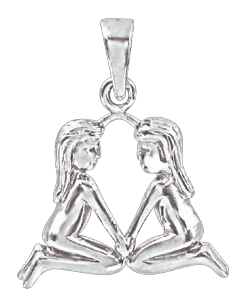 Серебряная подвеска 925 пробы, знак зодиака "Близнецы" 