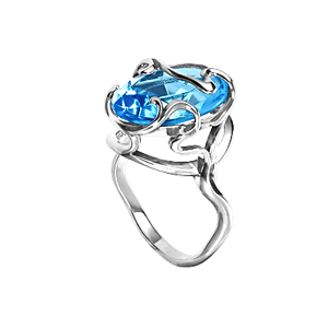 Женское серебряное кольцо 925 пробы. Вставка: голубой топаз HTS 
