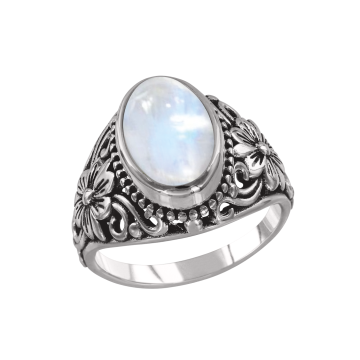 Damen-ring aus 925er Sterling Silber mit Mondstein 