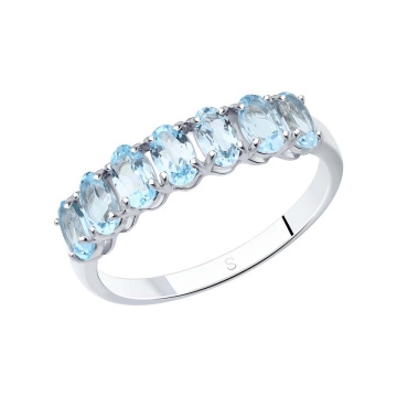 Женское серебряное кольцо 925 пробы. Вставка: голубой топаз 