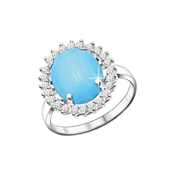 Silver ring with zirconia and turquoise HTS 