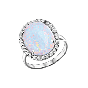 Damen-ring aus 925er Silber mit Zirkonia  und Opal HTS 