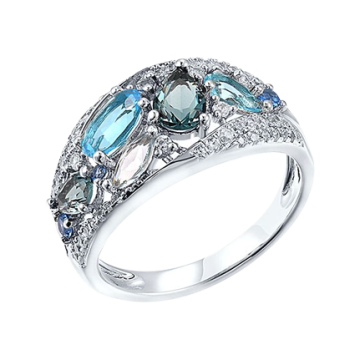 Женское серебряное кольцо 925 пробы с фианитами 