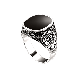Мужской перстень-печатка из серебра 925-ой пробы с Оникс 