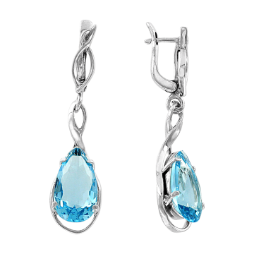 Silver earrings with blue topaz HTS 