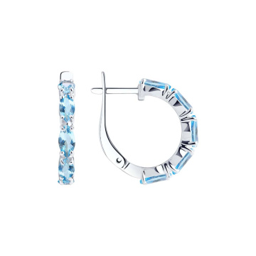 Silver earrings with blue topaz 