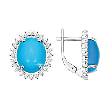 Silver earrings with zirconia and turquoise HTS 