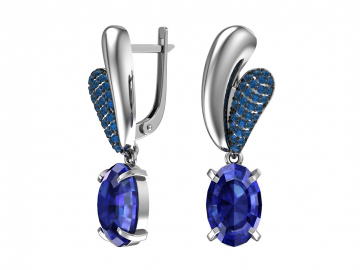 Ohrringe aus 925er Sterling Silber mit synthetischem Saphirquarz und blauem Zirkonia 