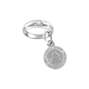 Silver christening ring pendant with cubic zirconia 