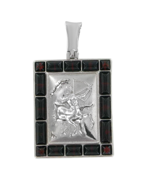 Серебряная подвеска 925 пробы, знак зодиака "Стрелец" Вставка: натуральный янтарь 