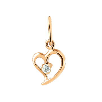 Pendant in red gold of 585 assay value with diamonds 