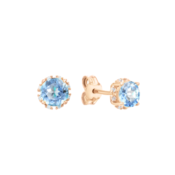 Ohrringe aus Rotgold 585° mit blau Topas, Zirkonia 