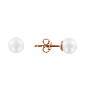 Earrings in red gold of 585 assay value with natutal pearl 