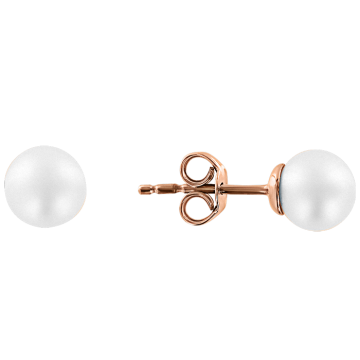 Earrings in red gold of 585 assay value with natural pearl 