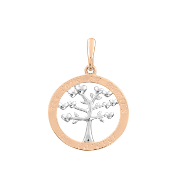 Pendant in red and white gold of 585 assay value 