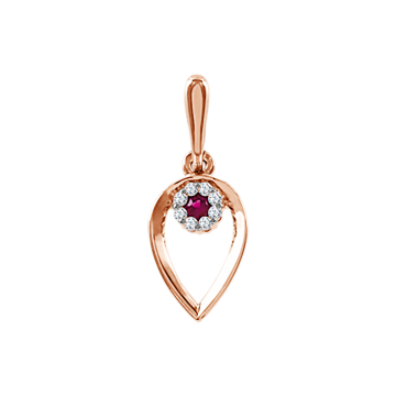 Pendant in red and white gold of 585 assay value with diamond and ruby HTS 