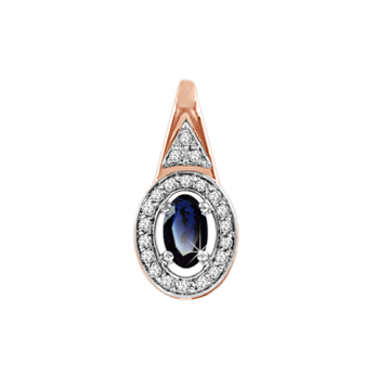 Pendant in red gold of 585 assay value with diamond and sapphire 